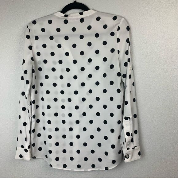 Calvin Klein White Polka Dot Blouse S - Picture 2 of 6